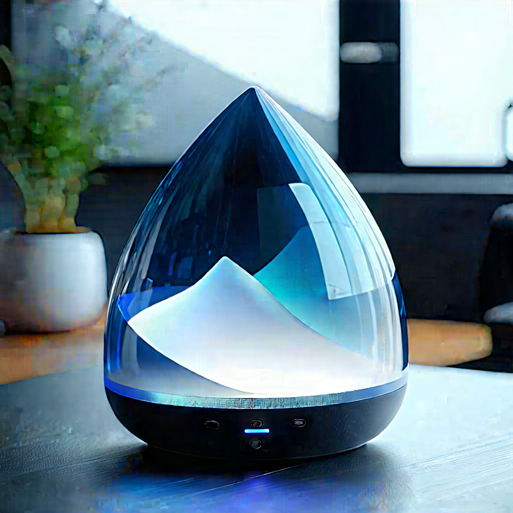 Smart Home Device With Streaming Content With Blue Glass