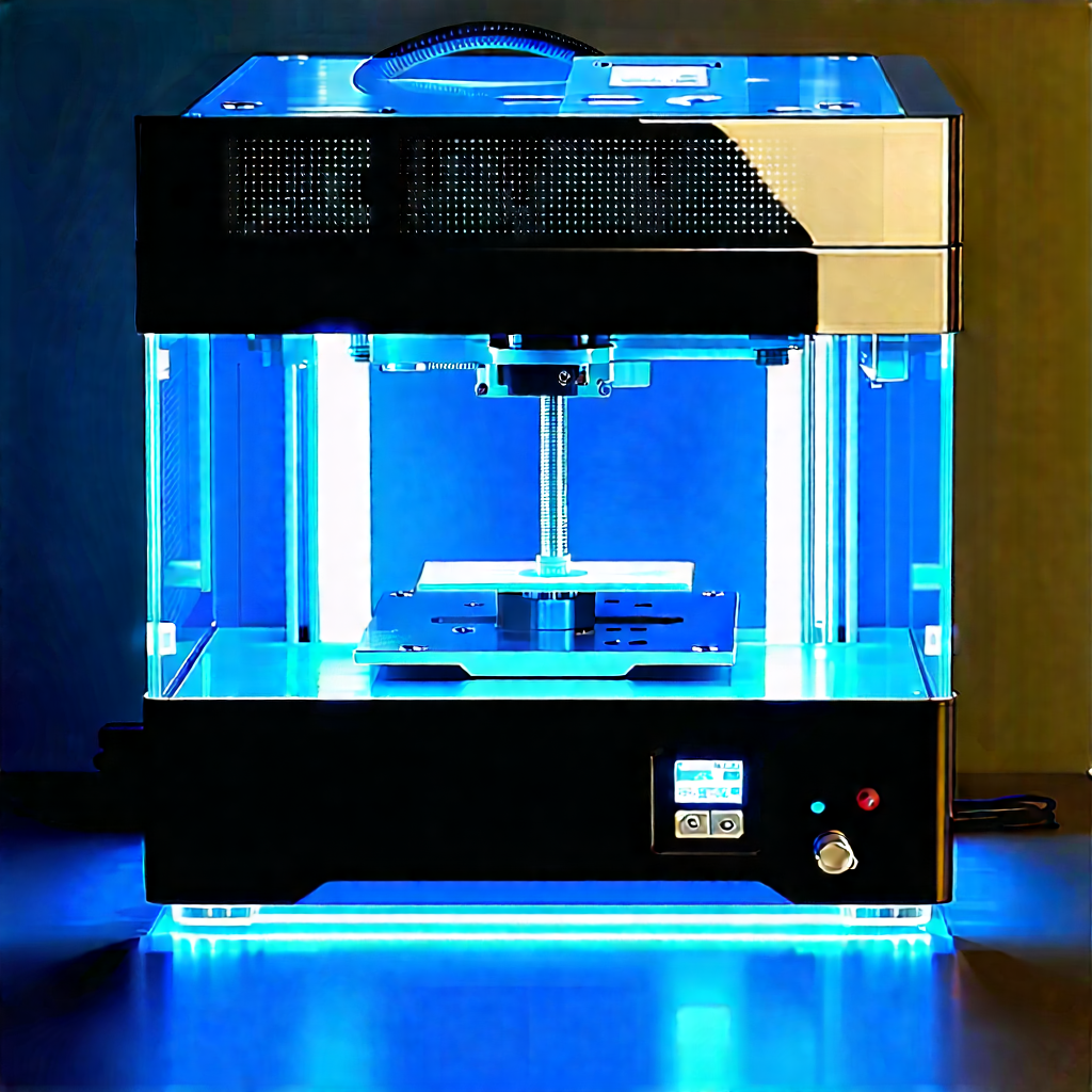 3d Printer With Blue Light (glow:1.47) With Large Blue