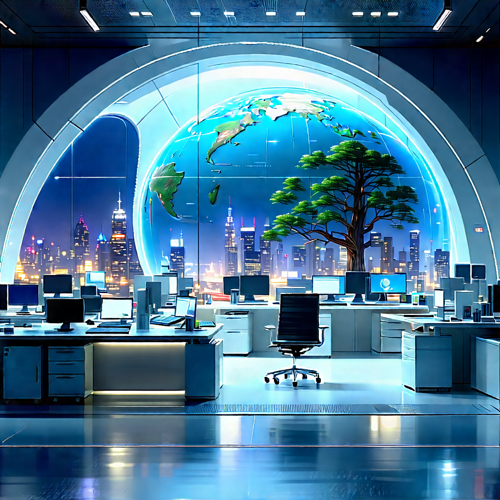 Futuristic Tech Startup Office With Futuristic Office