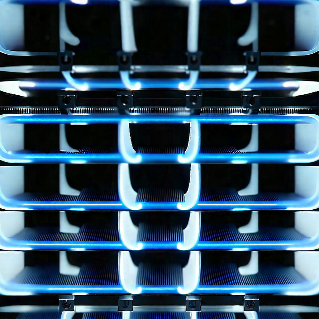 Close-up Of Cooling System With Blue Light