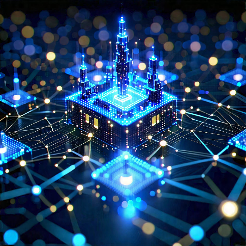 Blockchain Network Visualization With Blue White