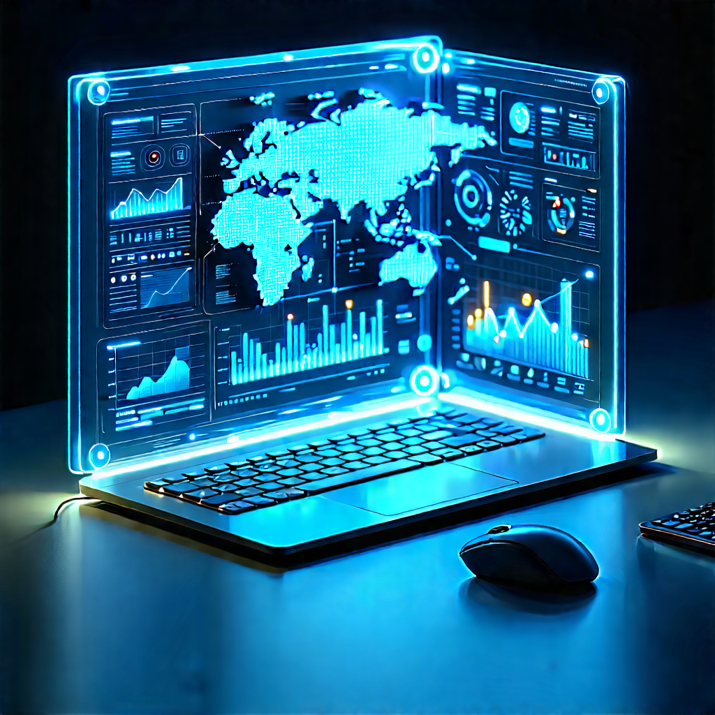 Financial Technology In Tech Office With Laptop Computer