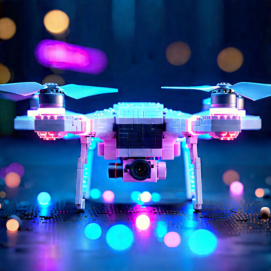 Drone With Streaming Content With Small, Colorful