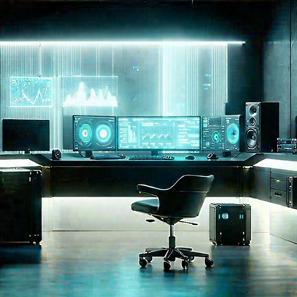 (futuristic:1.46) Digital Workspace With Image, There