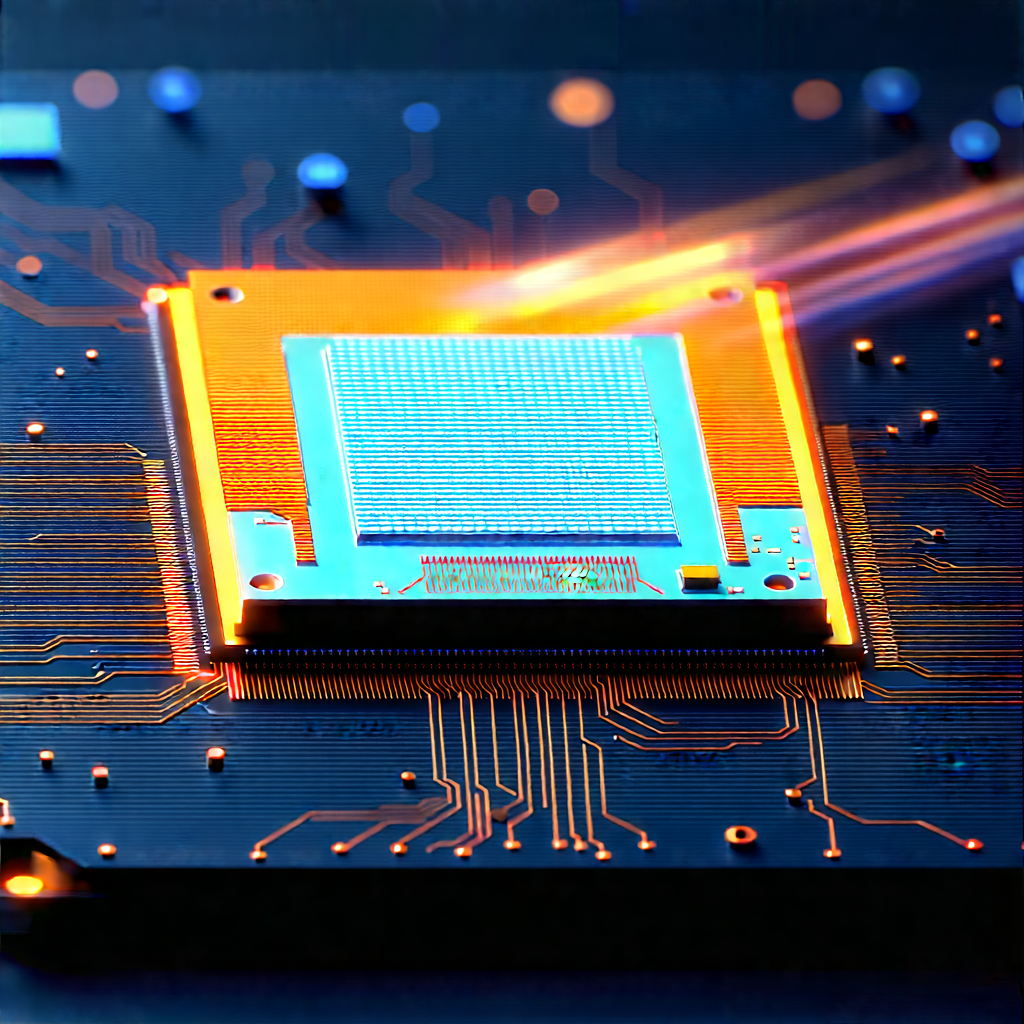 Microchip With Digital Particles With Close-up Computer