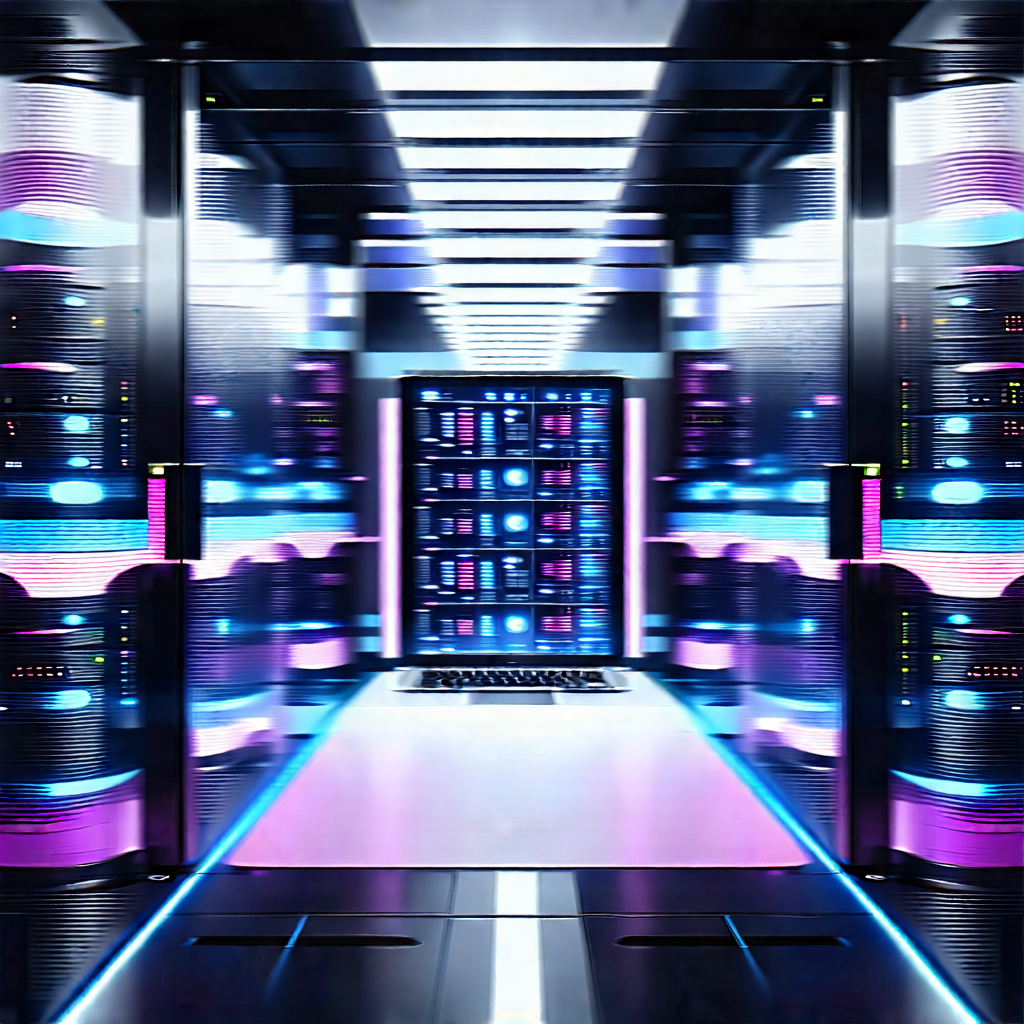 (futuristic:1.38) Server Room With Image, There