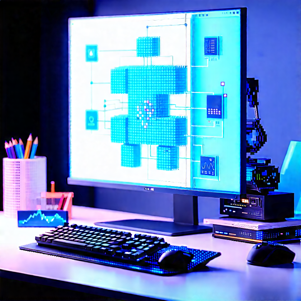 Educational Technology In Tech Office With Computer Desk