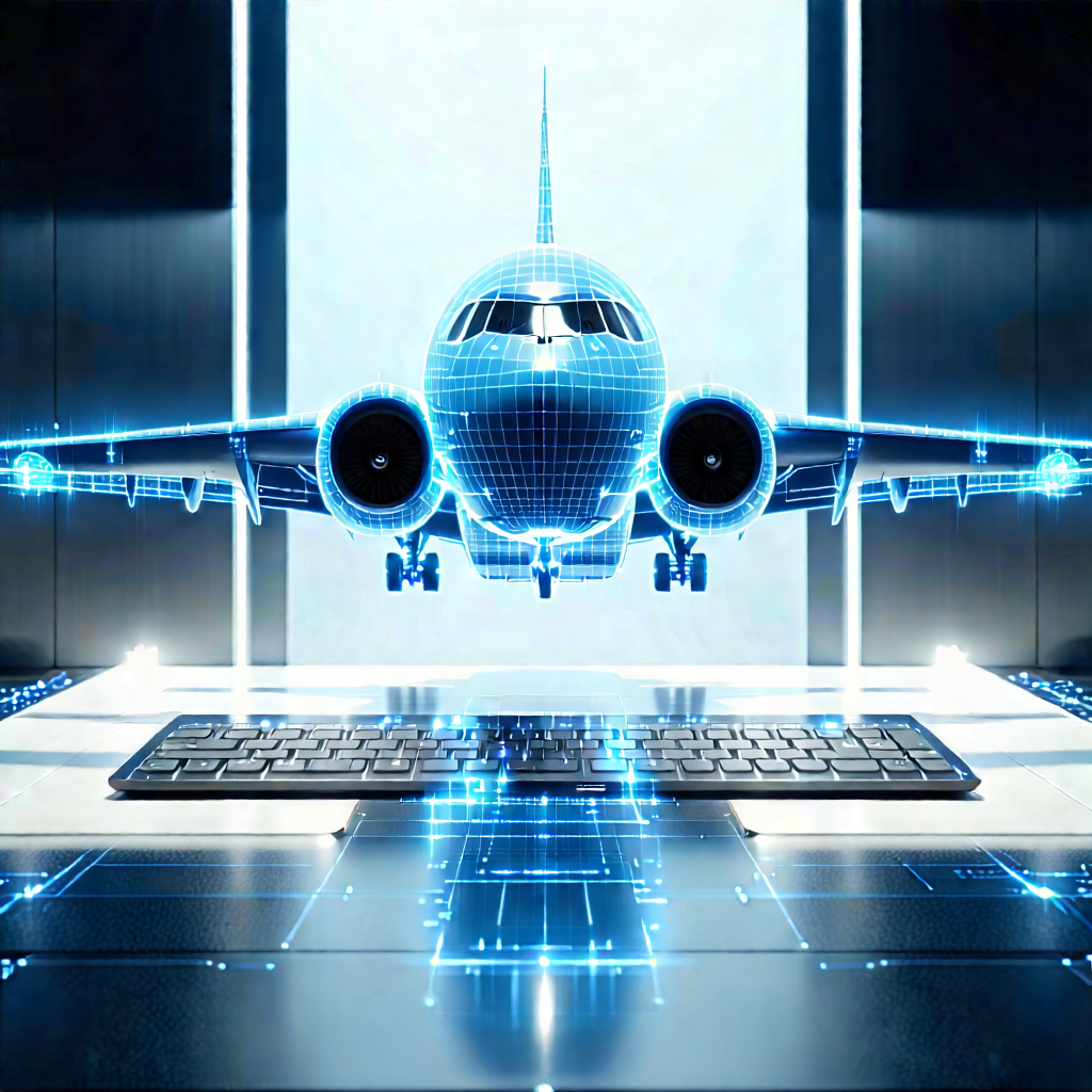 Aerospace Technology In Tech Office With Large Airplane