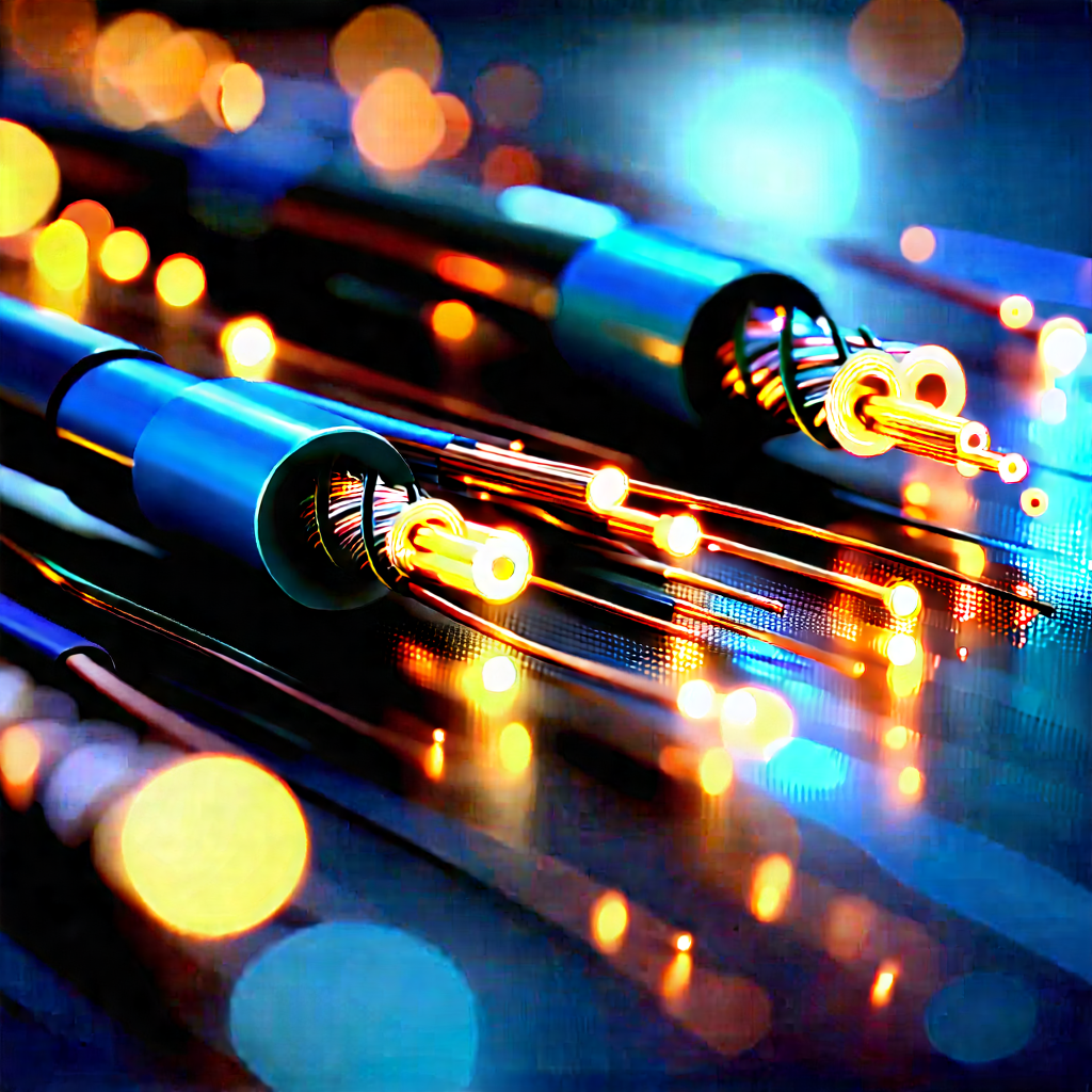 Close-up Of Fiber Optic Cables With Image, There