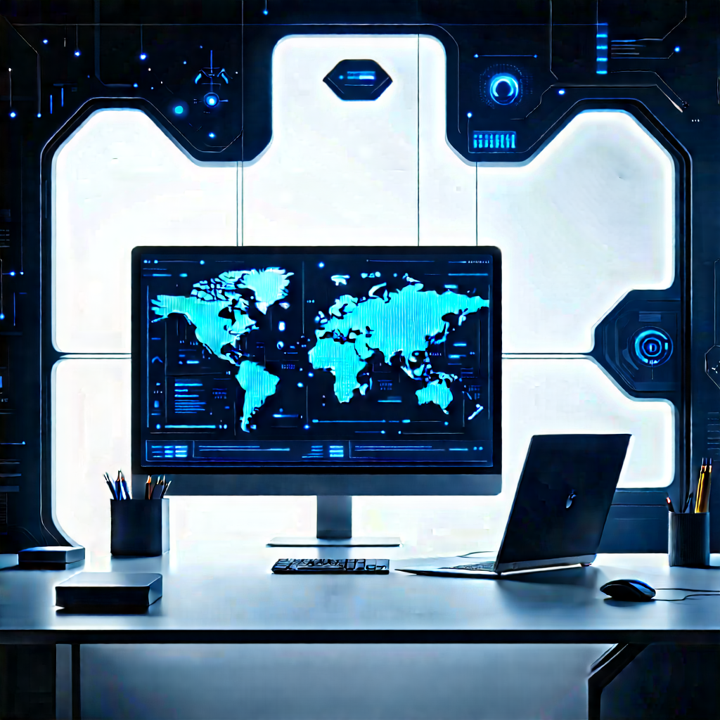 Futuristic tech startup office