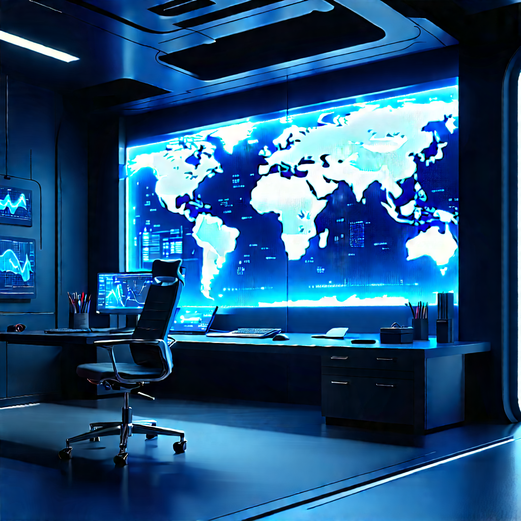 Futuristic (digital:1.18) workspace