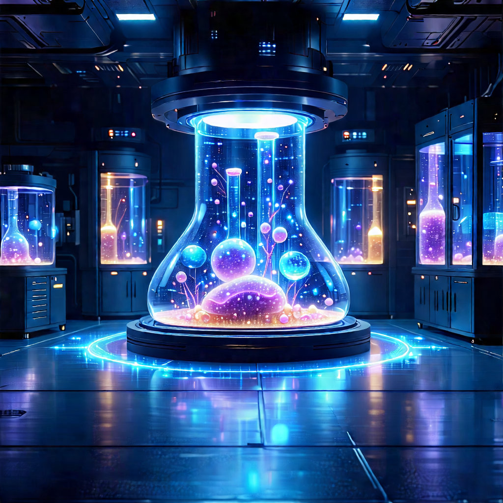 Futuristic Research Laboratory With Image, There