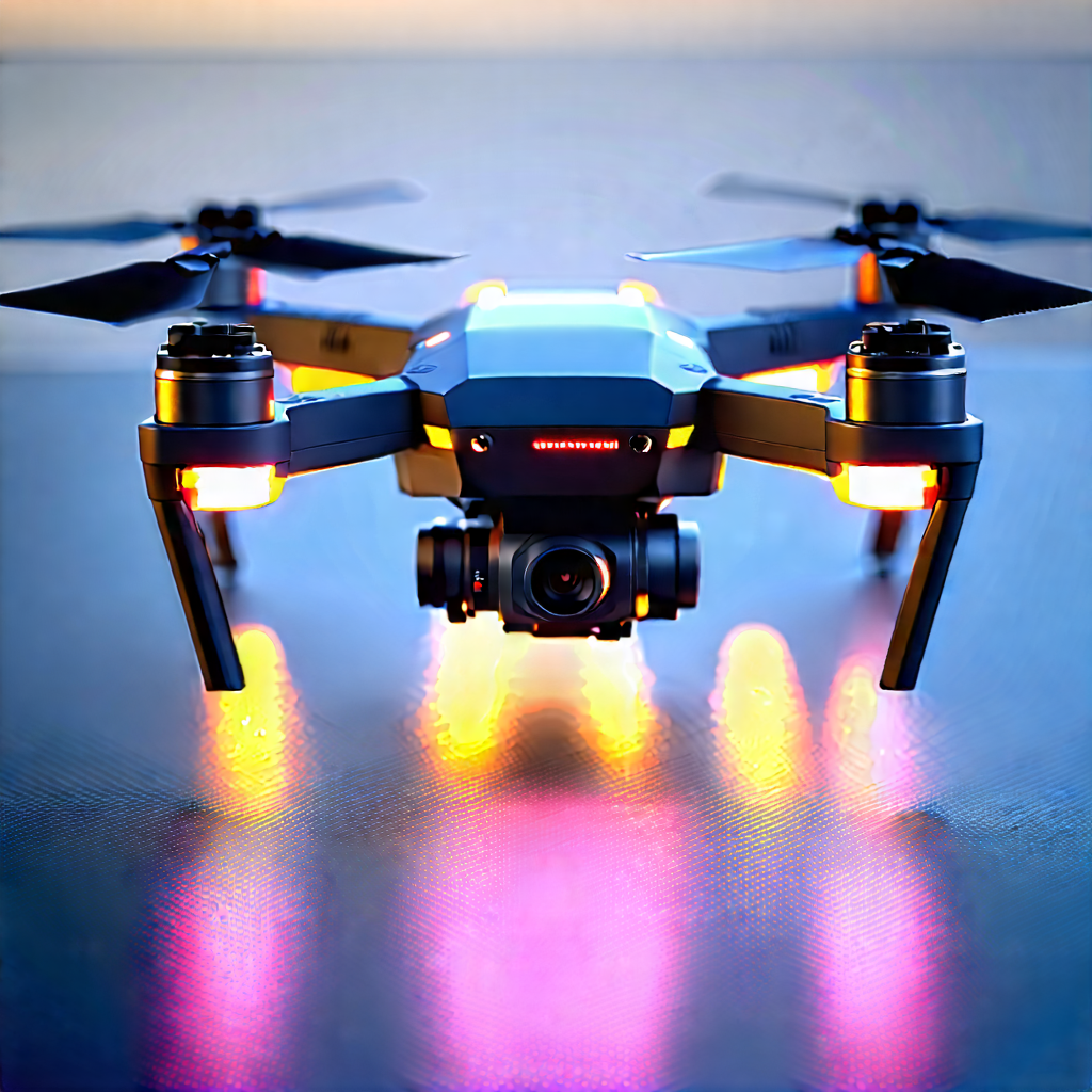 Drone With Glowing Screen With Black Yellow