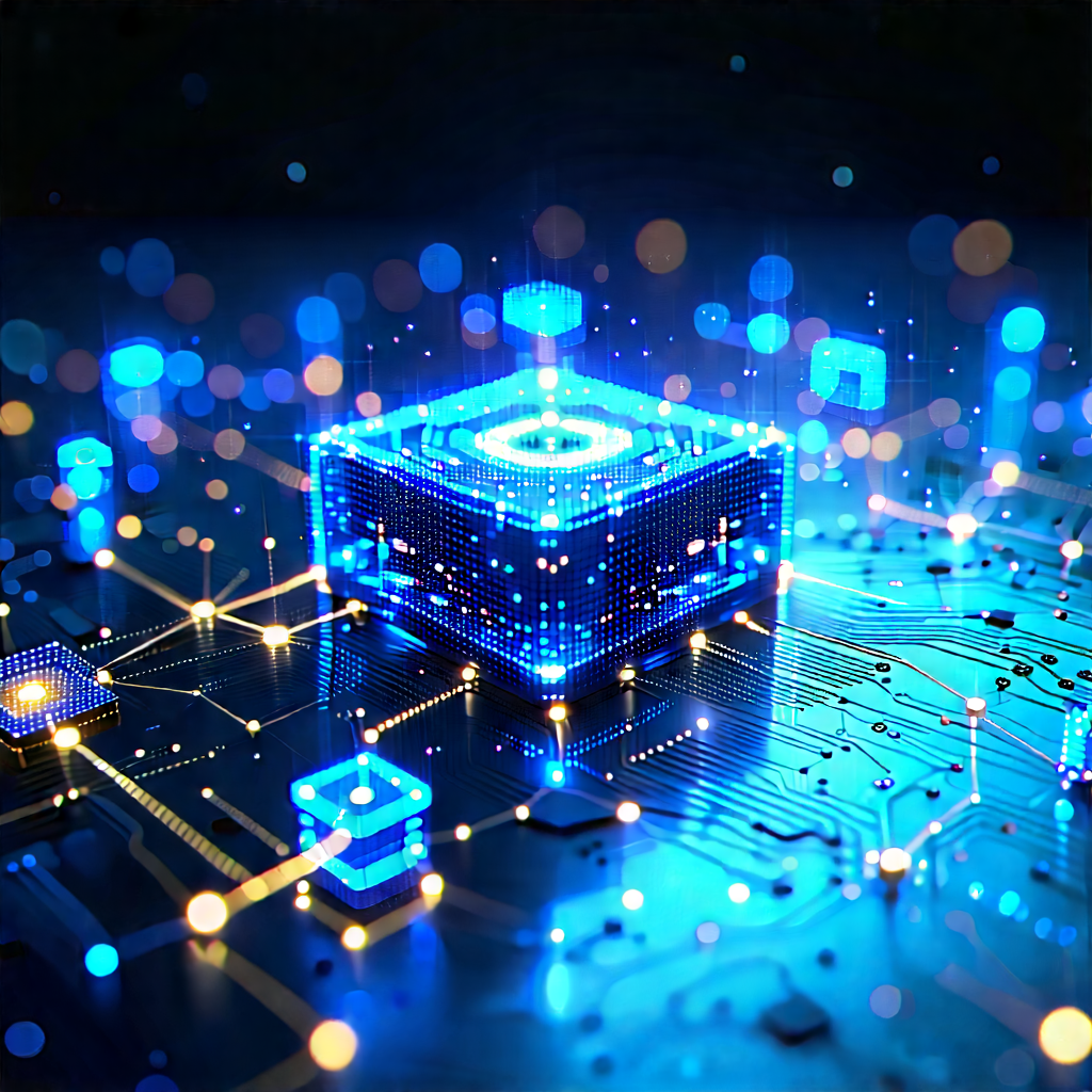 Blockchain Network Visualization With Blue Yellow