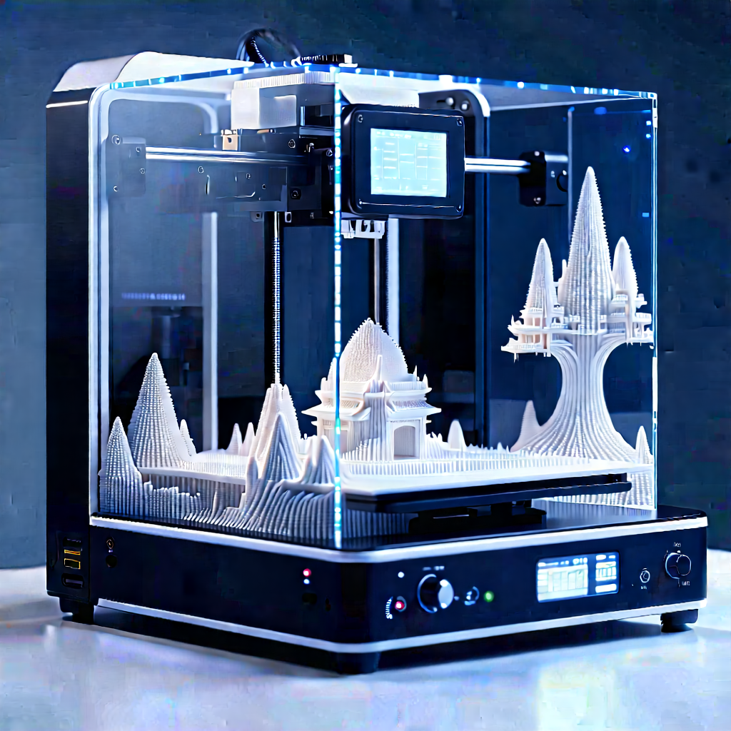 3d Printer With Digital Particles With Printer Action,