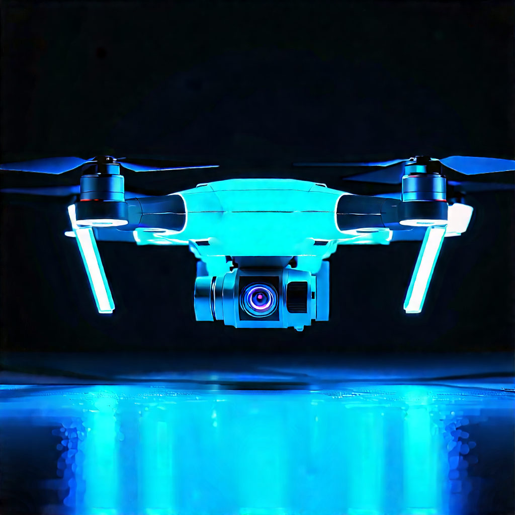 Drone With Glowing Screen With Blue Drone