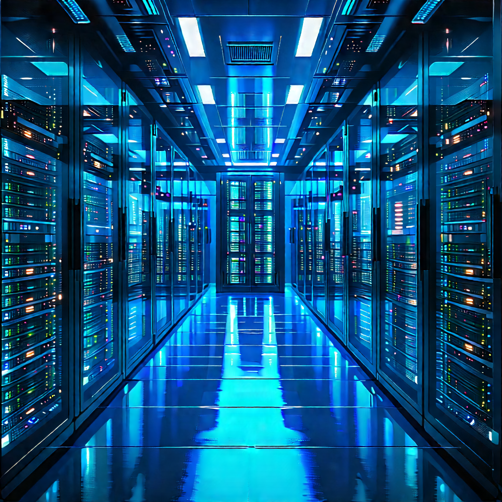 Futuristic Server Room With Blue-toned Photo