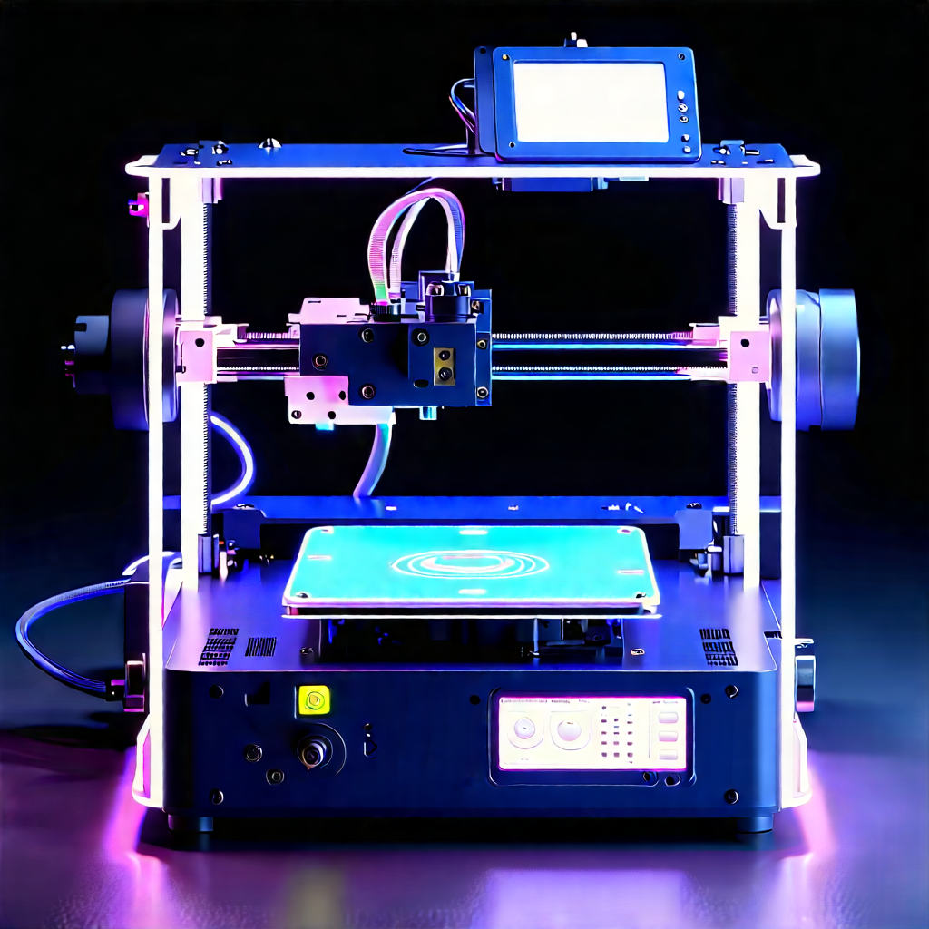 3d printer with neon accents