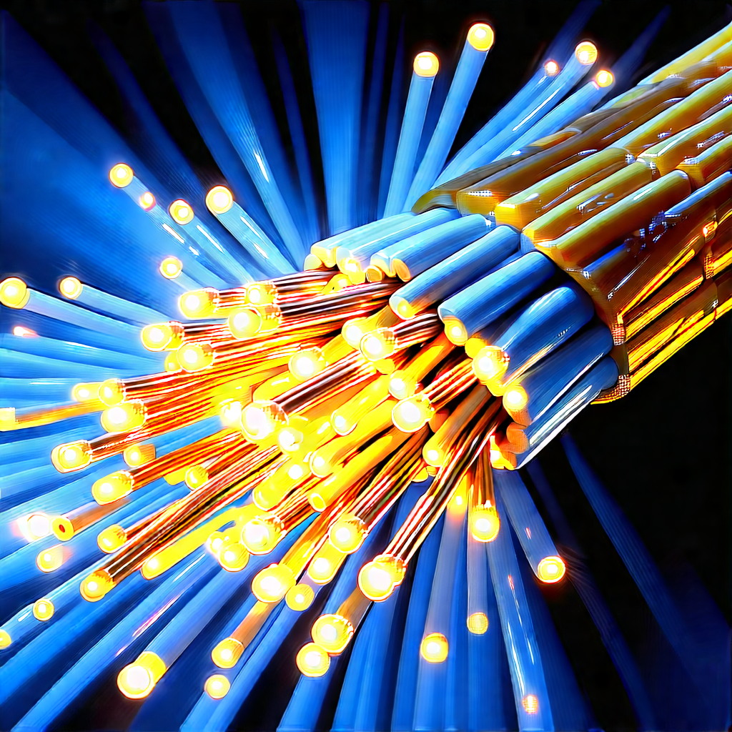 Close-up Of Fiber Optic Cables With Close-up Bunch