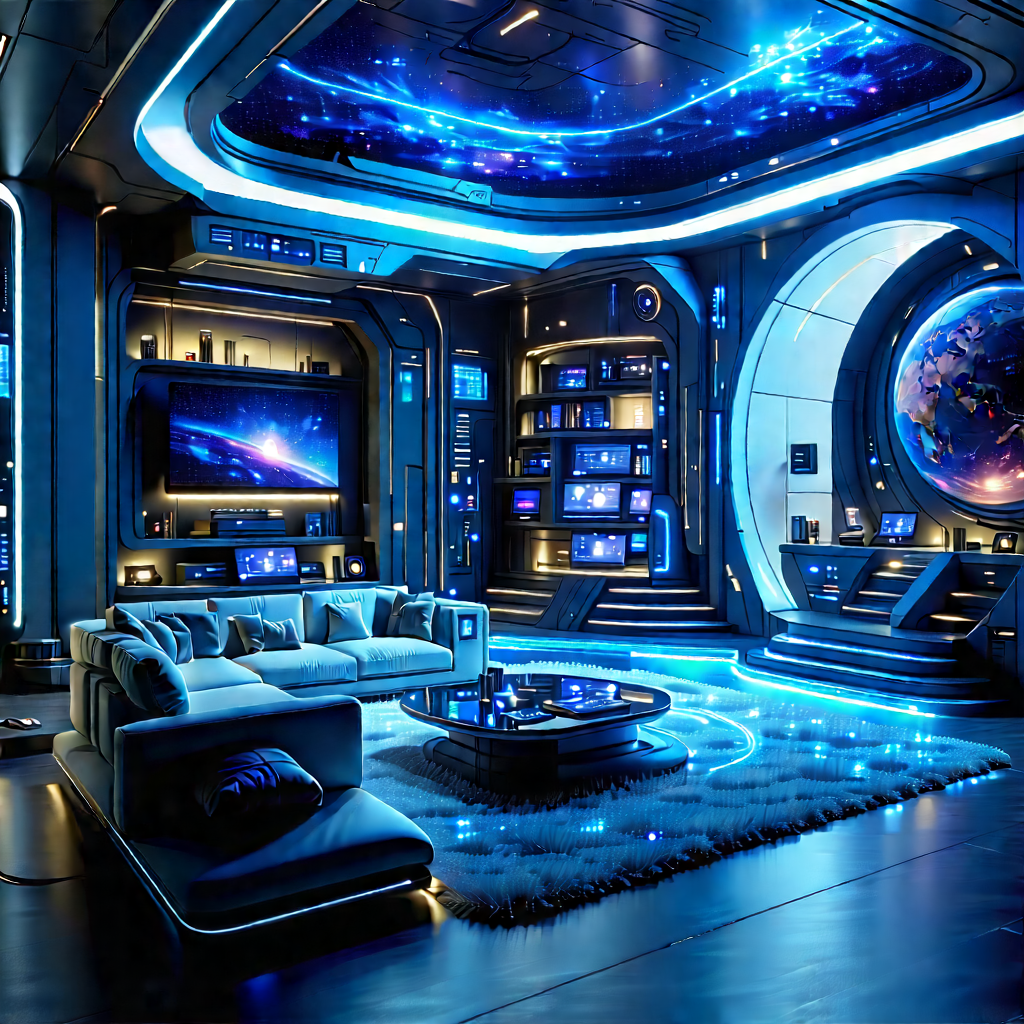 (futuristic:1.29) Smart Home With Futuristic Living