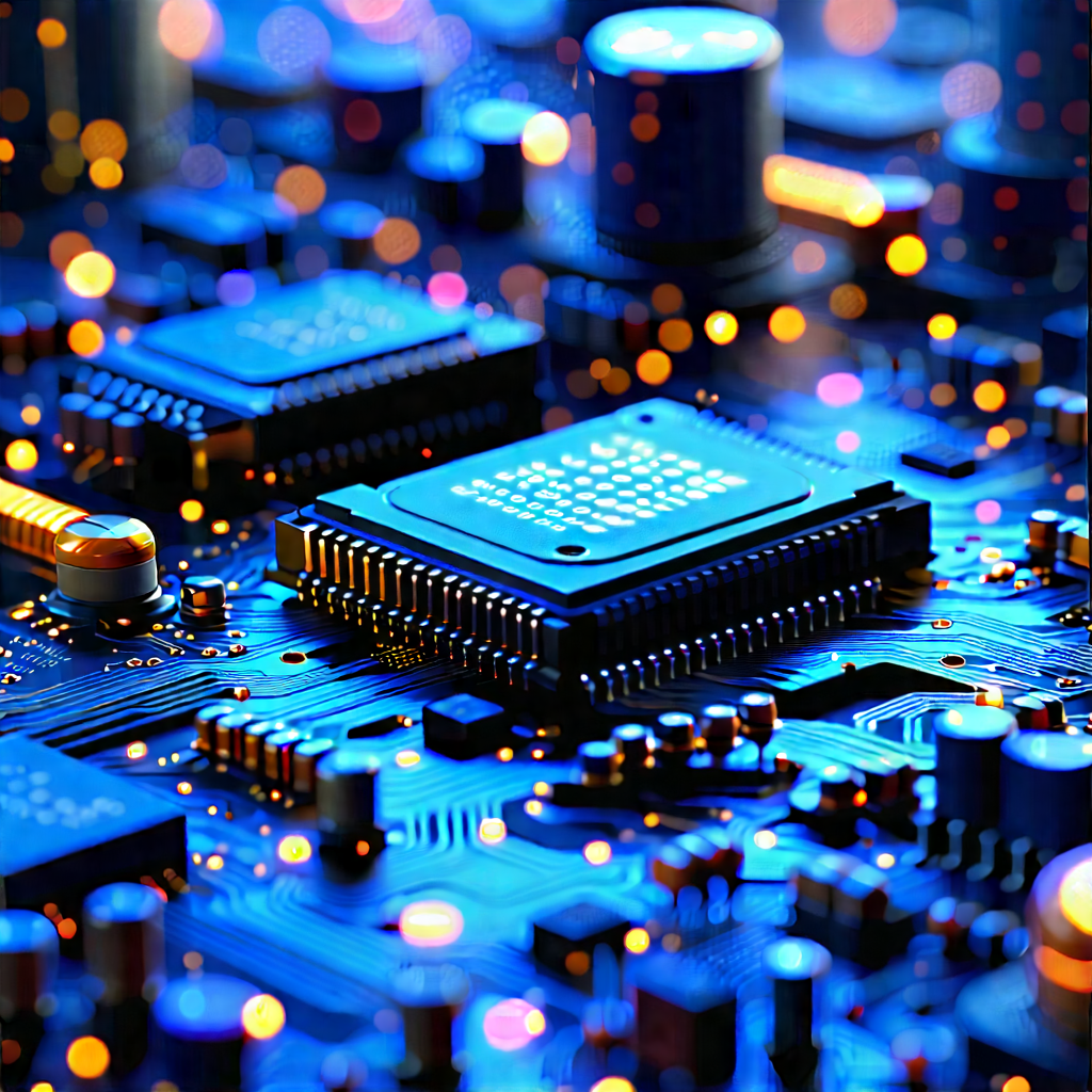 Close-up Of Electronic Circuit With Close-up Computer