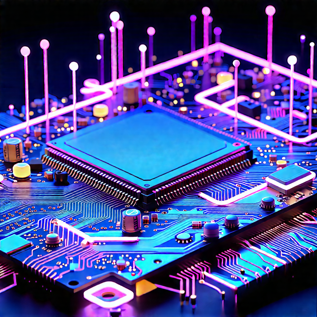 Circuit board with neon accents