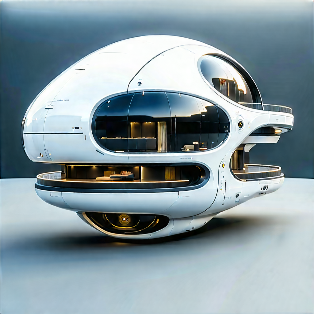 (futuristic:1.22) Smart Home With Futuristic, White,
