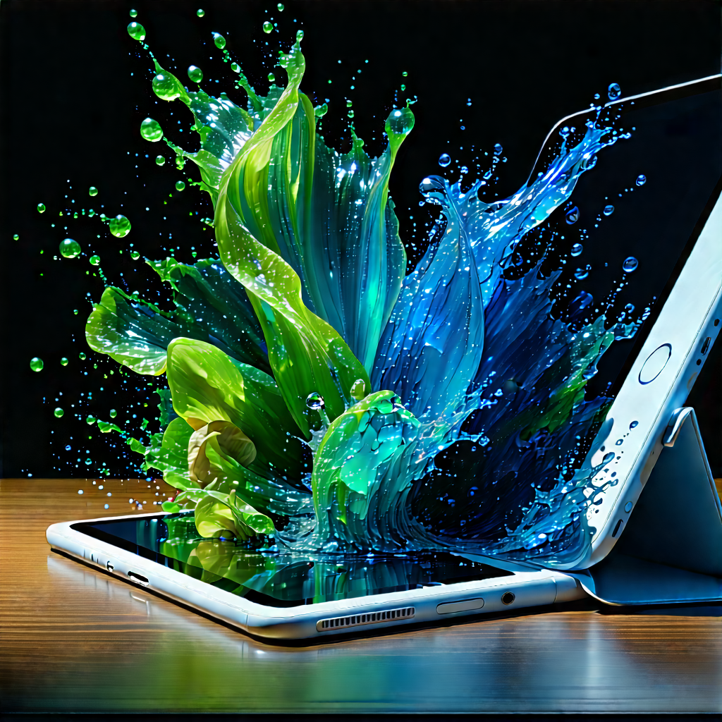 Tablet With Digital Artwork With Cell Phone