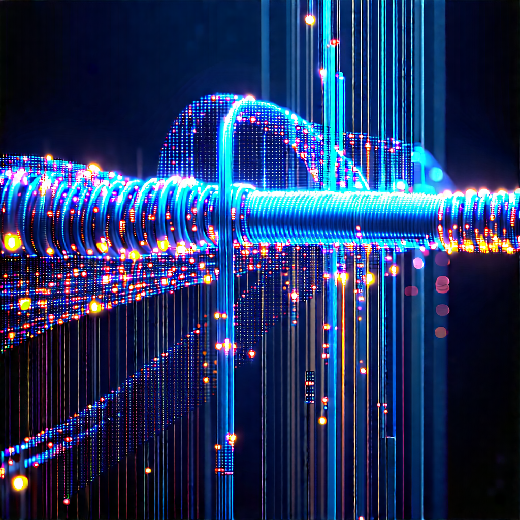 Close-up of fiber optic cables