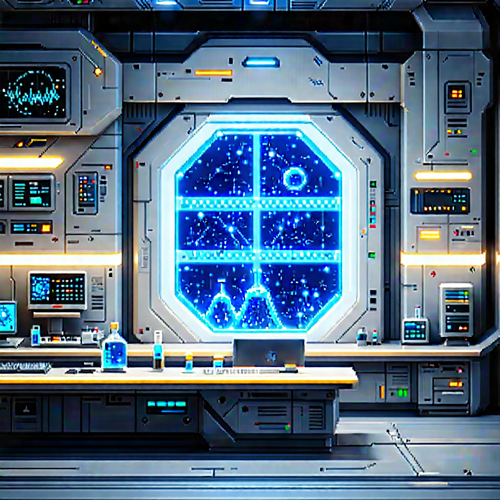 (futuristic:1.2) Research Laboratory With Image, There