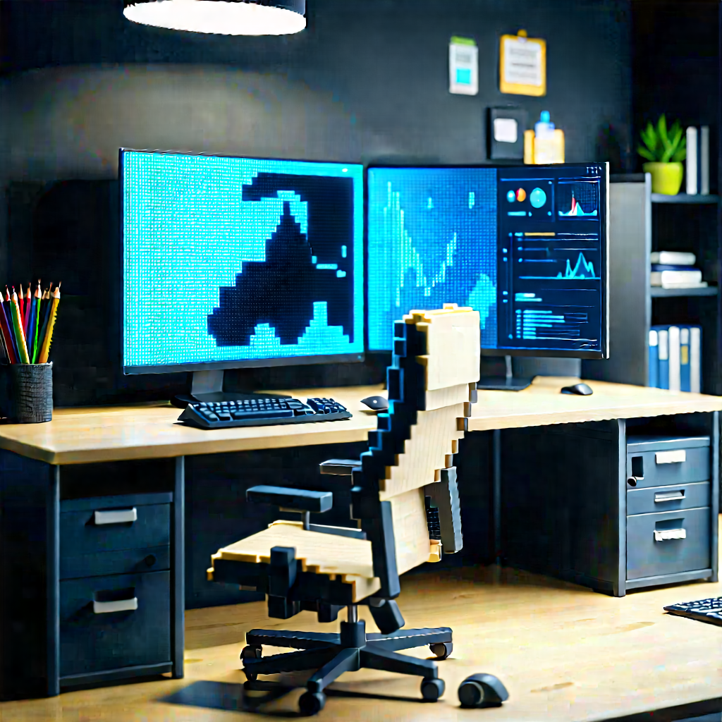 Educational Technology In Tech Office With Computer Desk