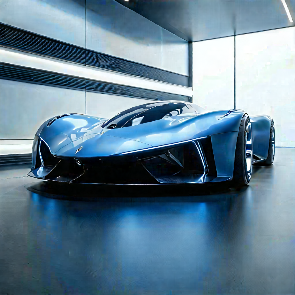 Innovative Electric Vehicle Design With Blue Sports