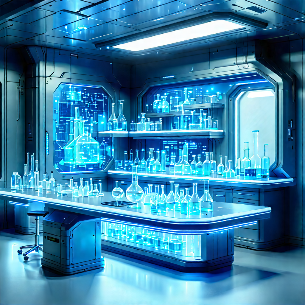 Futuristic Research Laboratory With Image, There