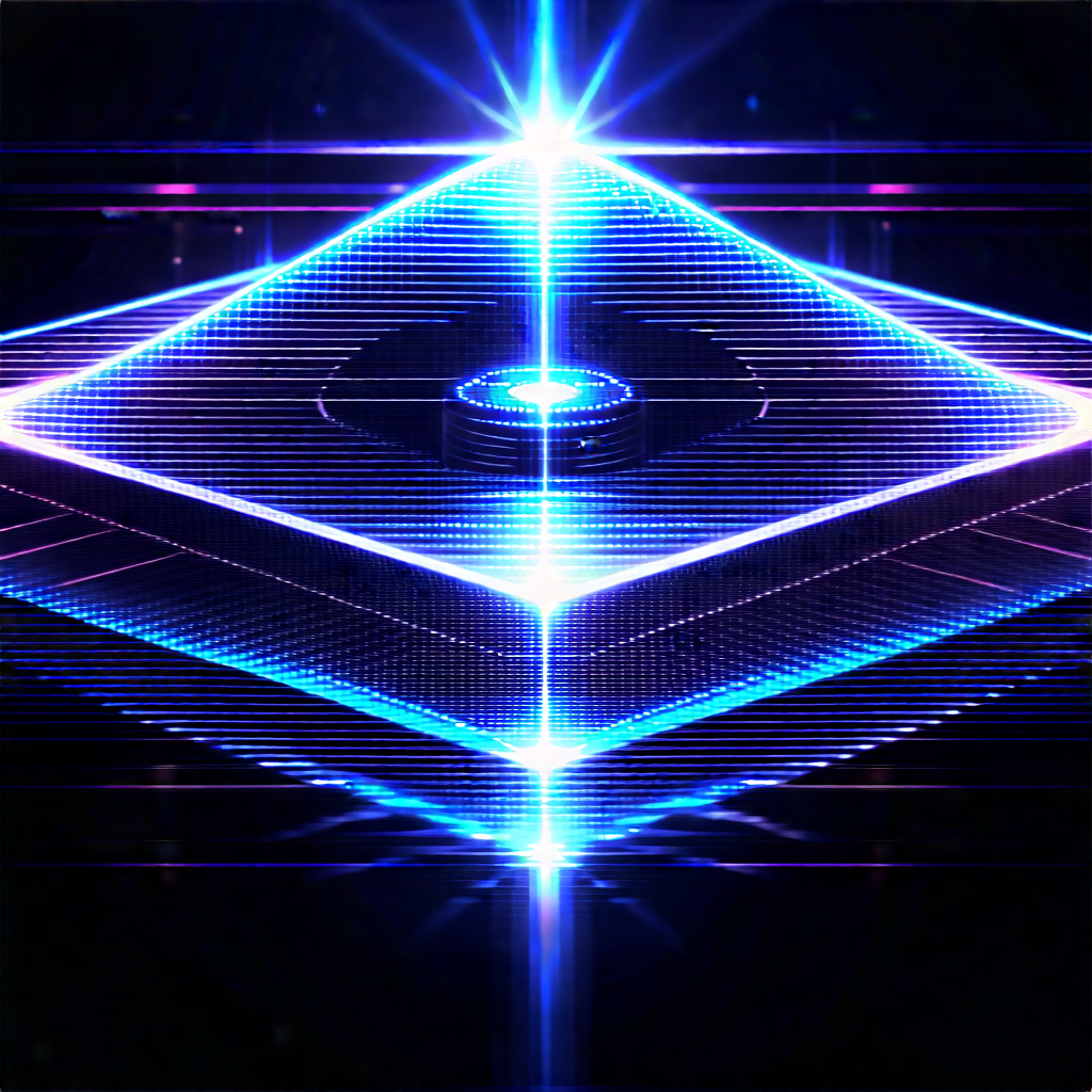 Quantum Computer With Holographic Projection With Close-up Blue