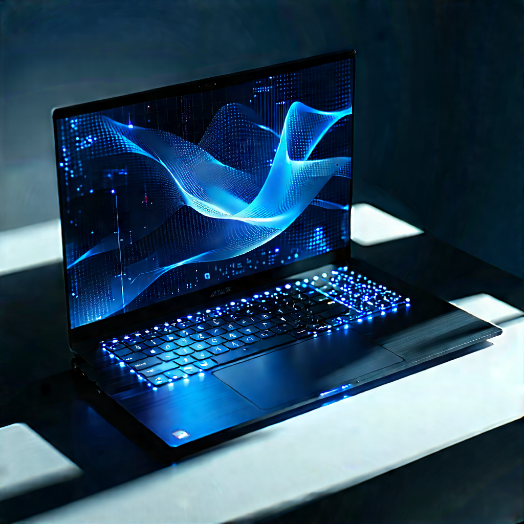 Laptop With Data Visualization With Black Laptop