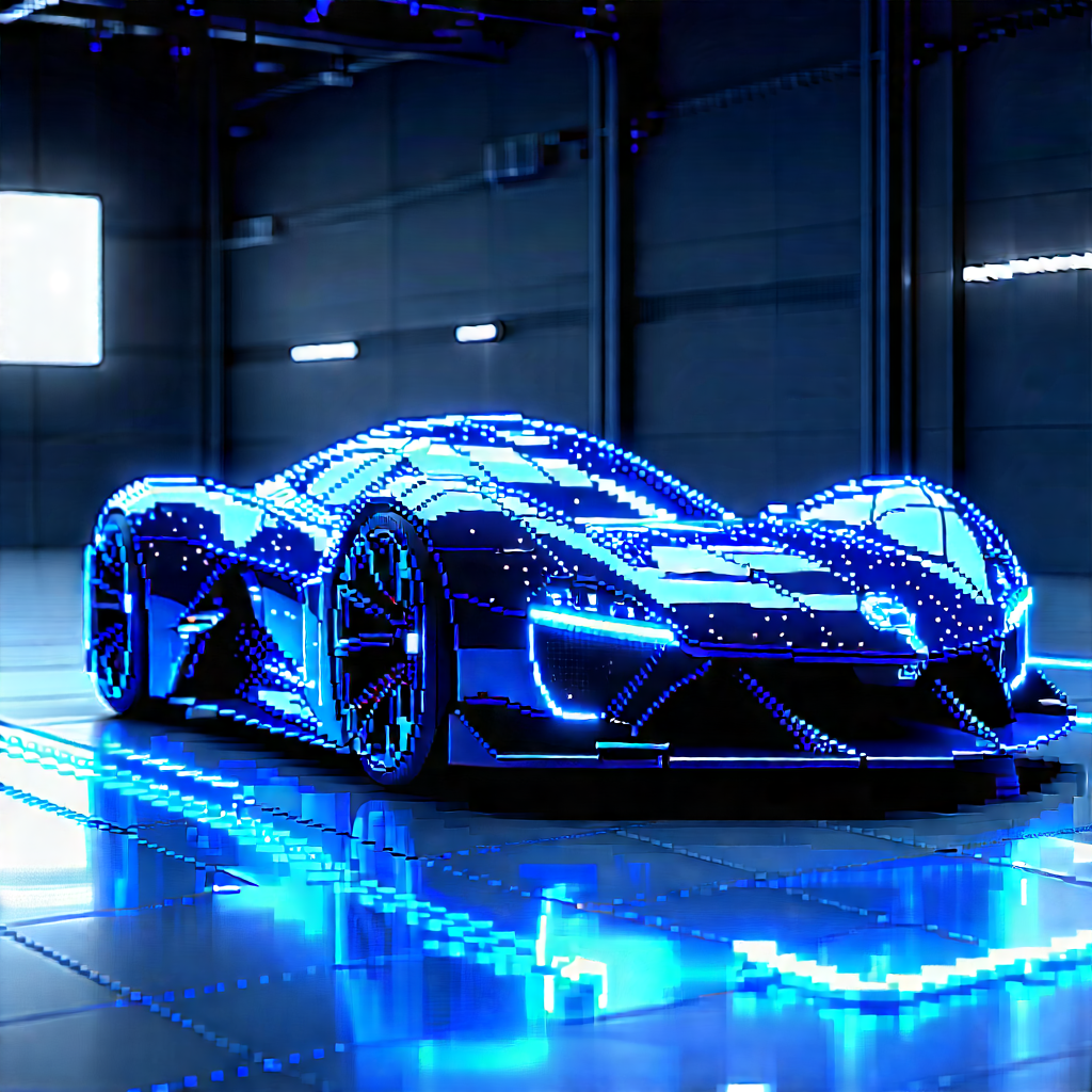 Automotive Technology In Design Studio With Futuristic Blue