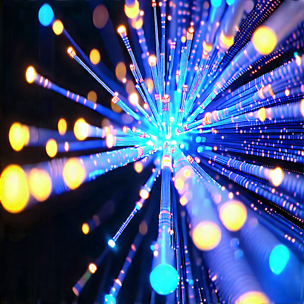 Close-up of fiber optic cables