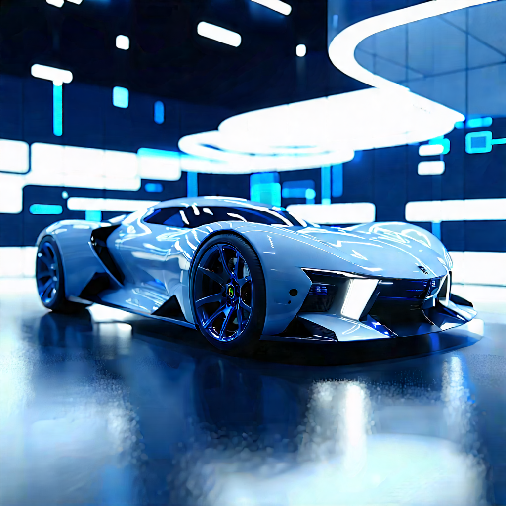 Automotive Technology In Modern Laboratory With Futuristic Blue
