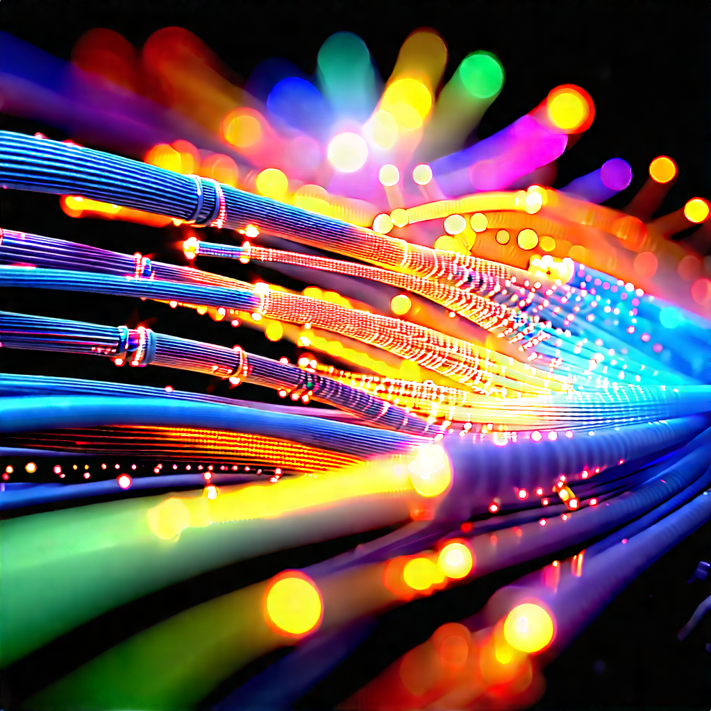Close-up Of Fiber Optic Cables With Close-up Bunch