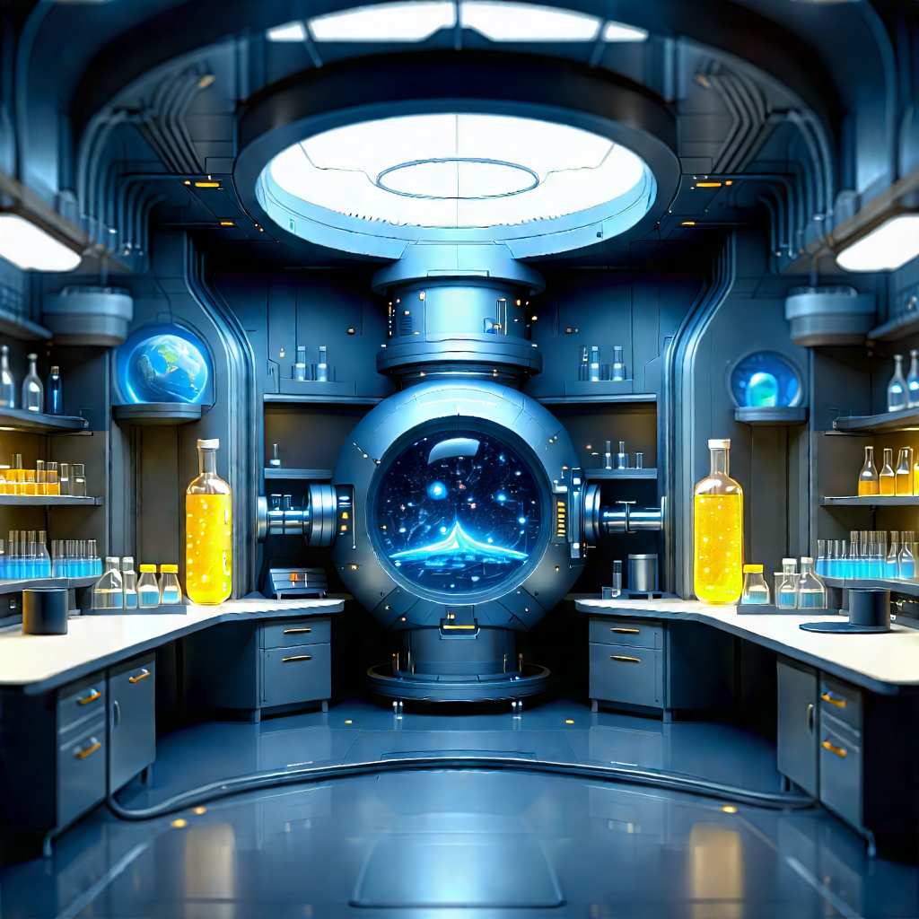 Futuristic Research Laboratory With Image, There