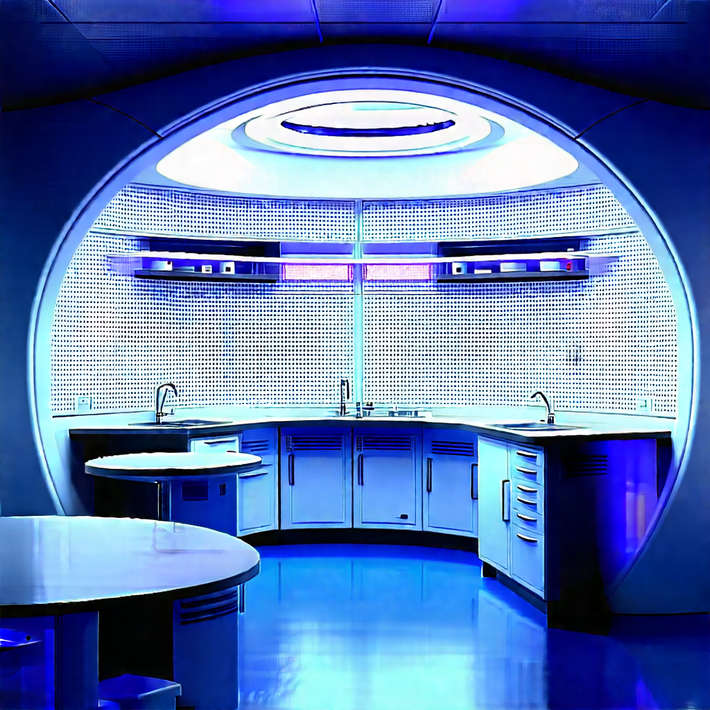 Futuristic Research Laboratory With Image, There