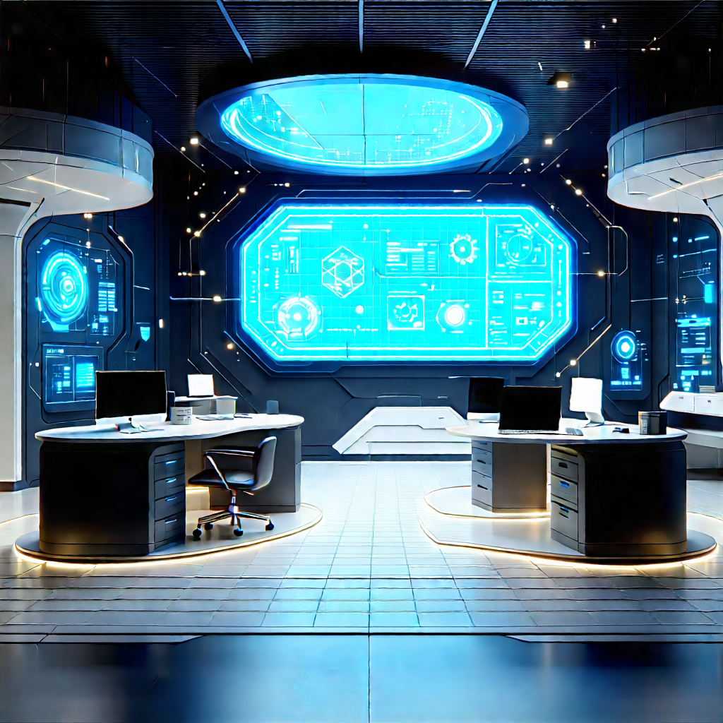 Futuristic Tech Startup Office With Futuristic Office,