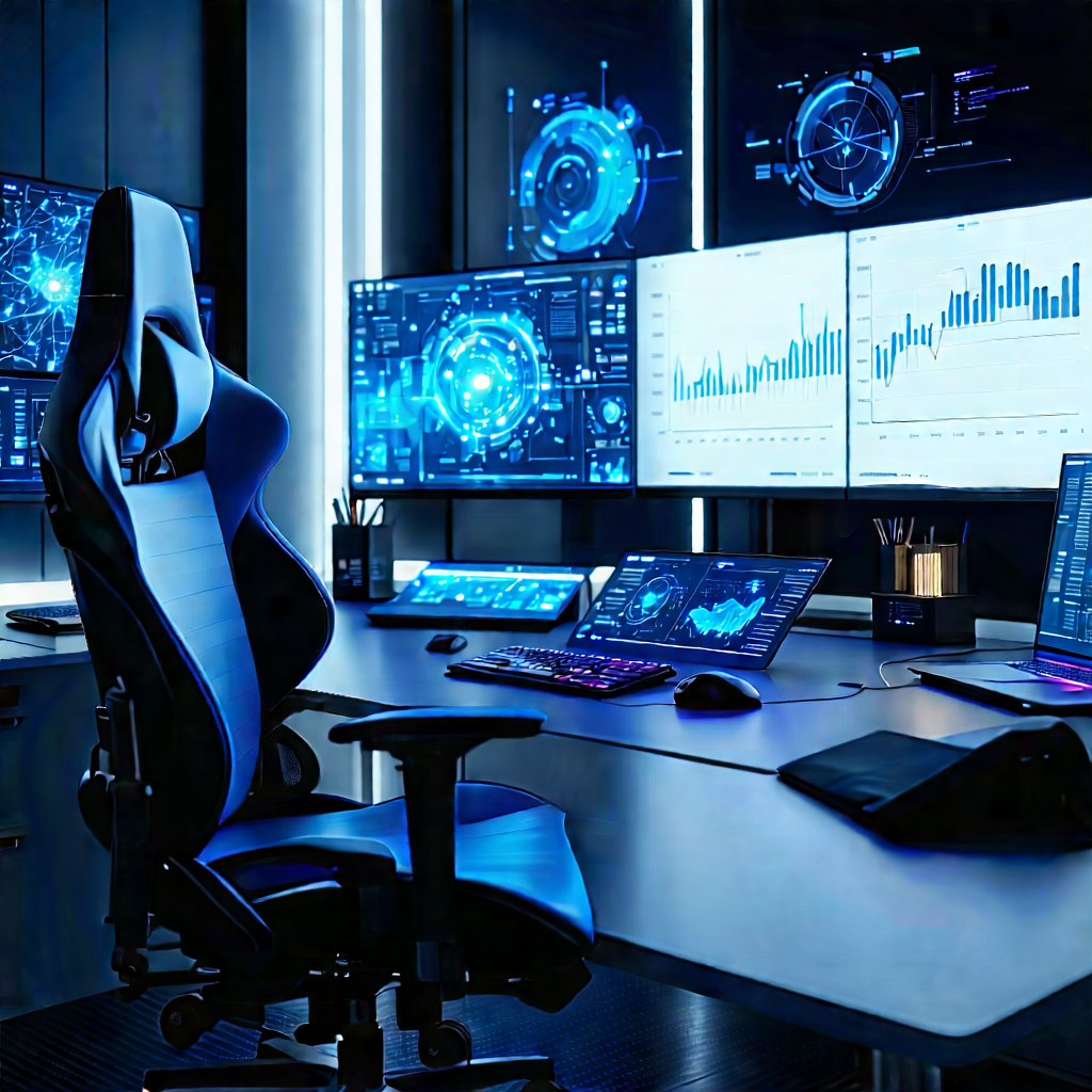 Futuristic digital workspace