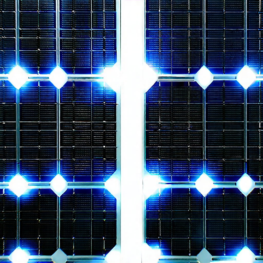 Solar Panel With Blue Light Glow With Large Solar