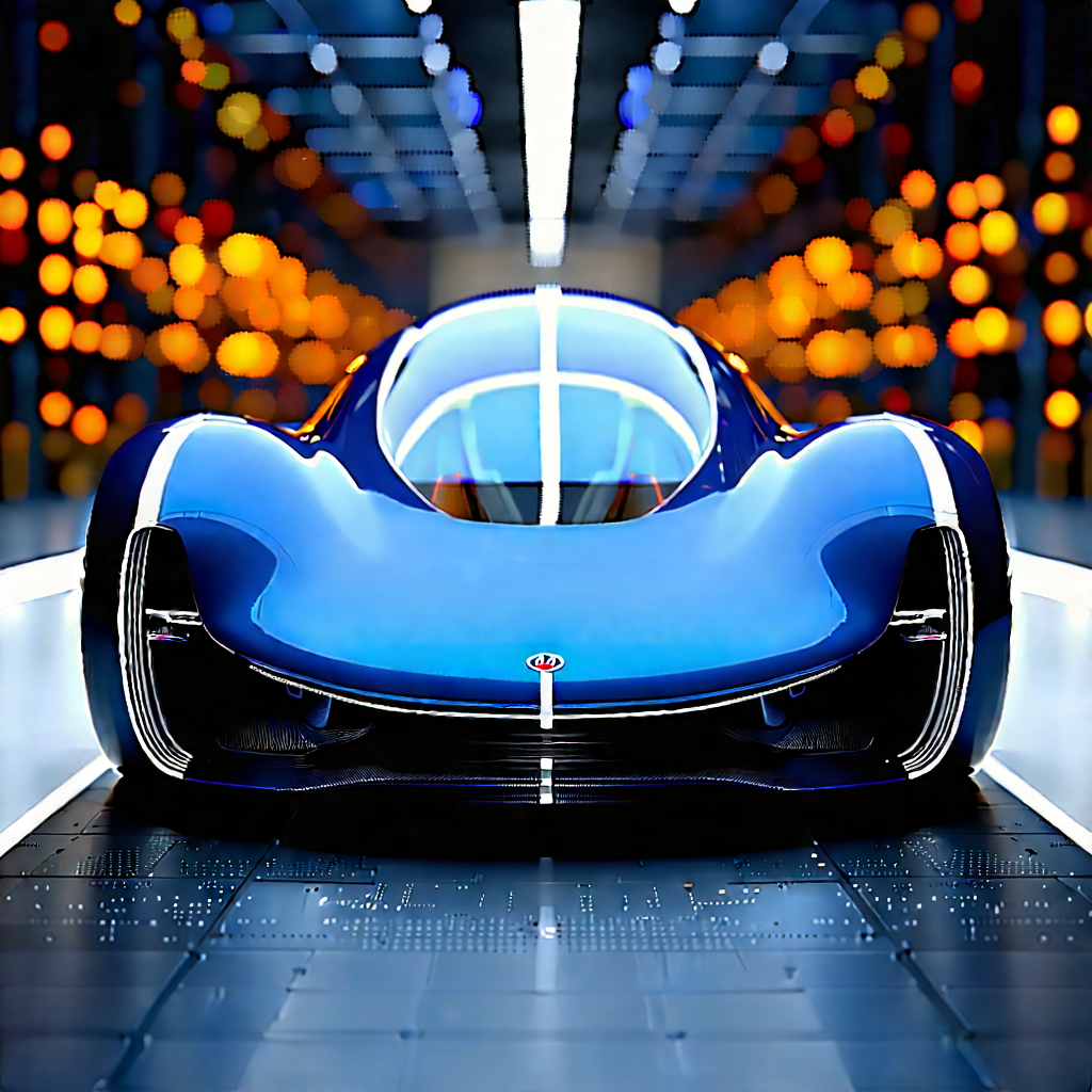 Automotive Technology In (design:1.41) Studio With Sleek Blue