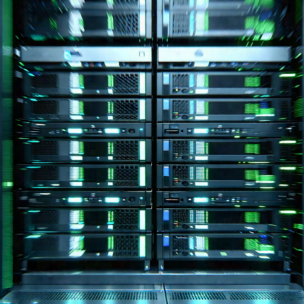Server rack with (digital:1.23) particles