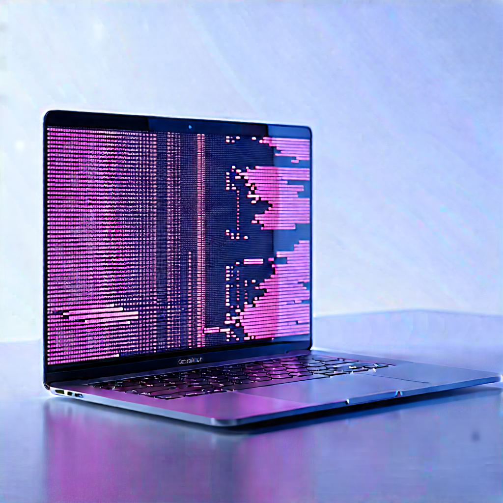 Laptop With Glowing Screen With Laptop Computer