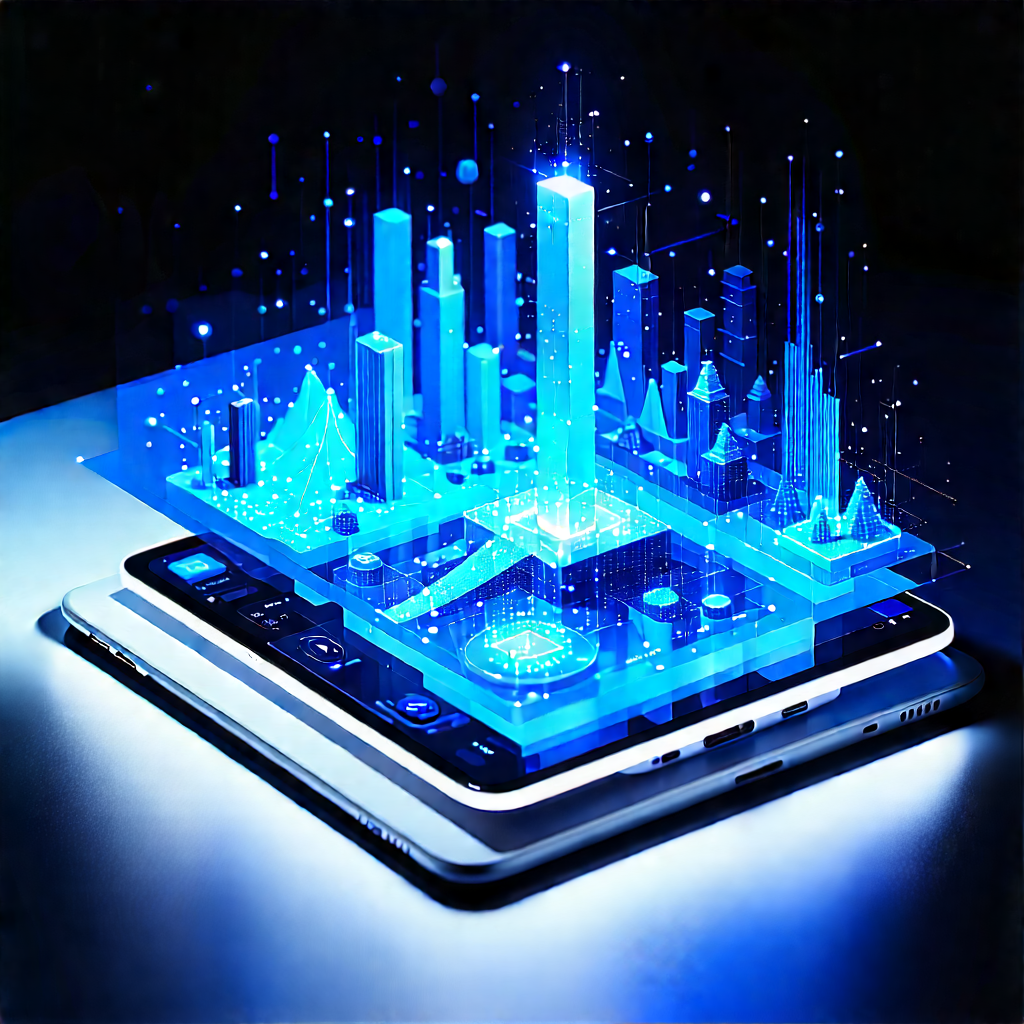 Tablet With Data Visualization With Cell Phone