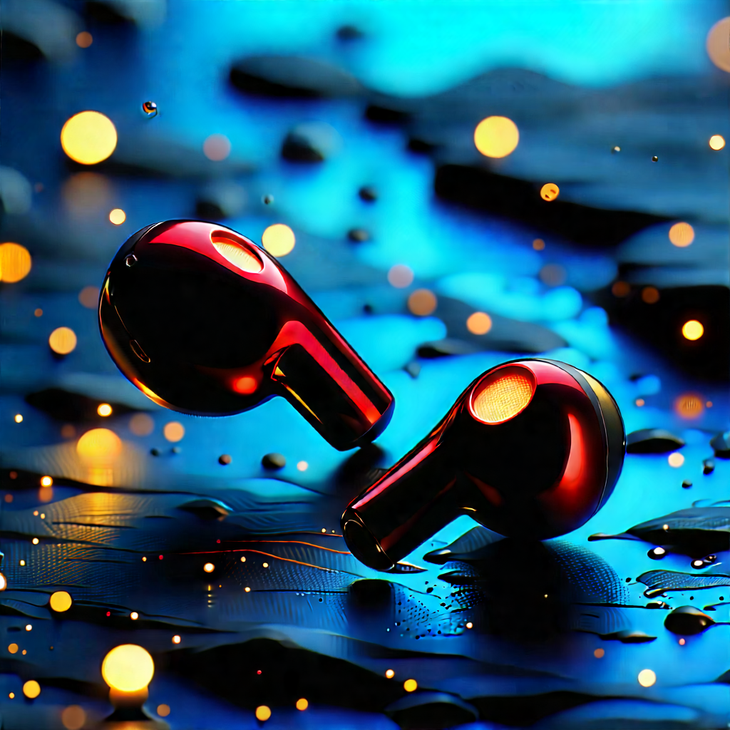 Wireless Earbuds With Digital Artwork With Earphones Sitting