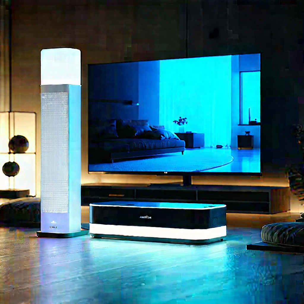 Smart Home Device With Holographic Display With Living Room